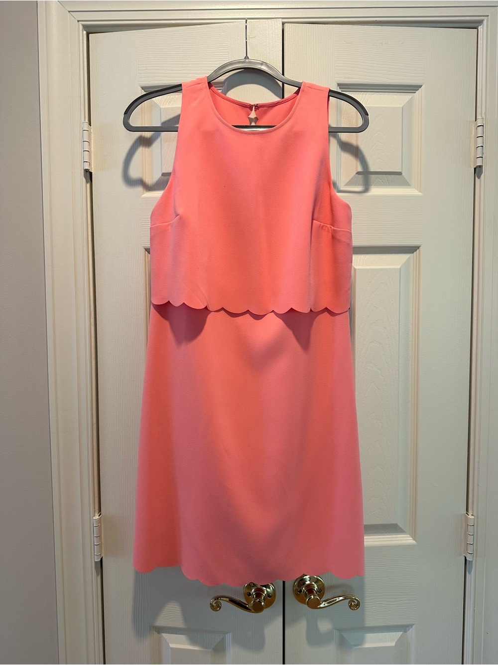LOFT Coral Scallop Hem Sleeveless Mini Dress